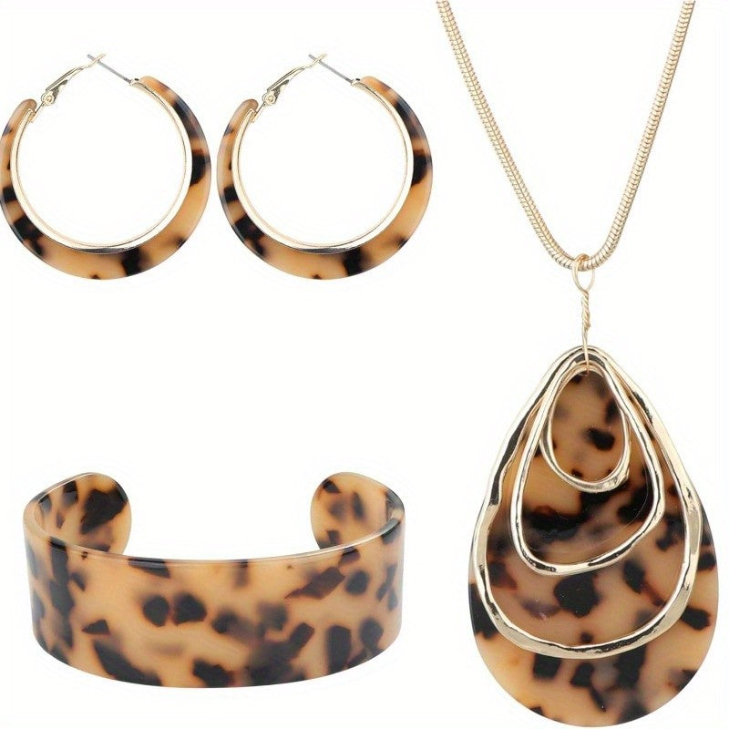 Marbled Acrylic Teardrop Jewelry Set