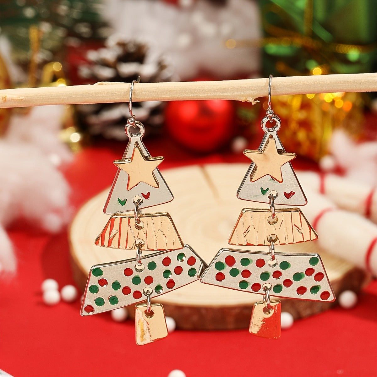 Christmas Tree Dangle Earrings