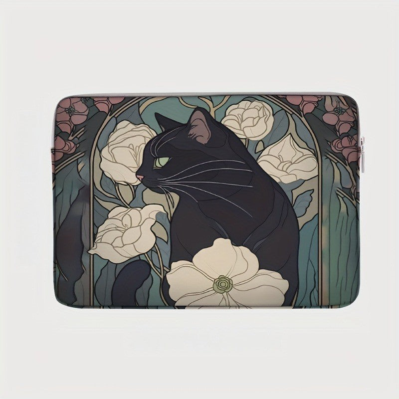 Black Cat Floral Laptop Sleeve