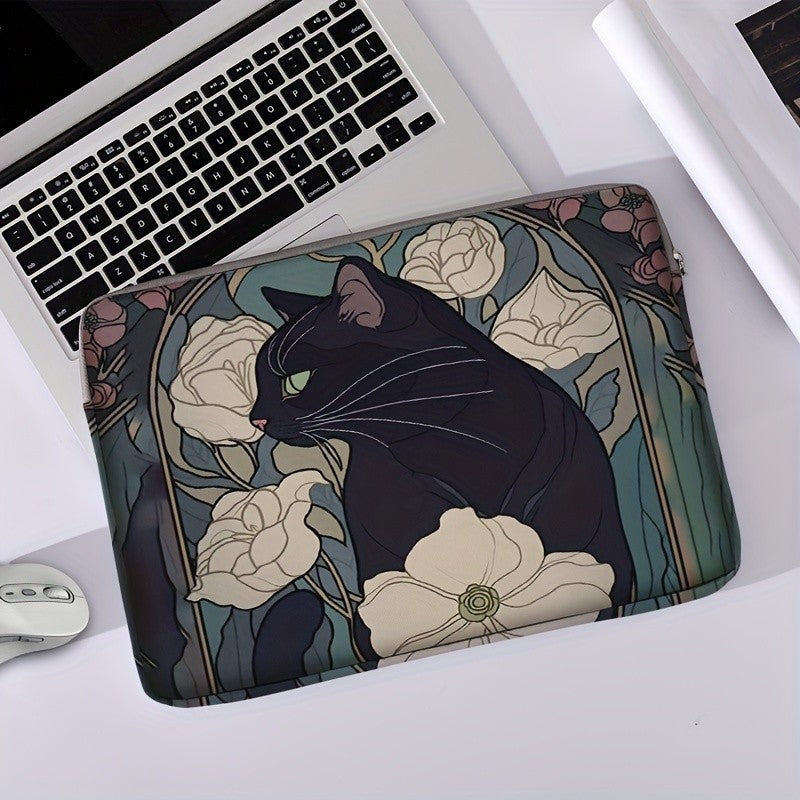 Black Cat Floral Laptop Sleeve