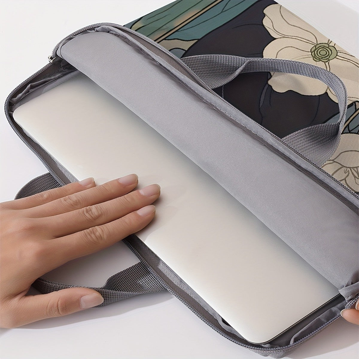 Black Cat Floral Laptop Sleeve