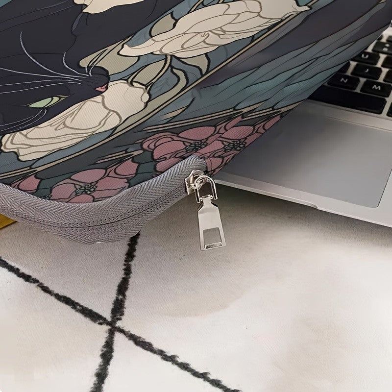 Black Cat Floral Laptop Sleeve