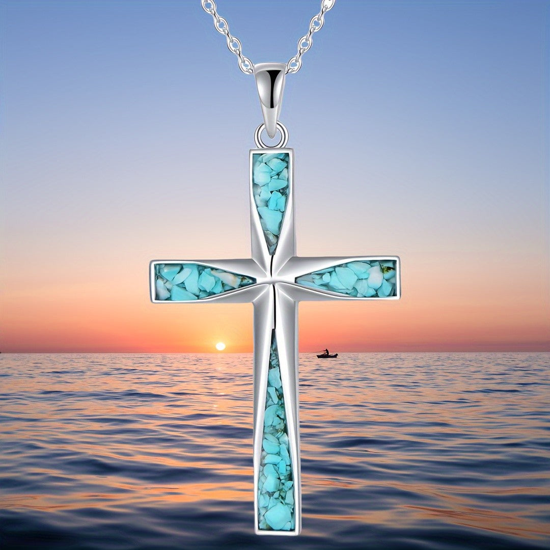 Turquoise Center Cross Necklace