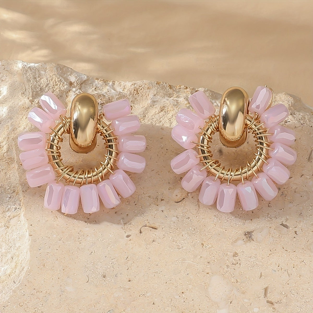 Colorful Glass Bead Sunburst Earrings