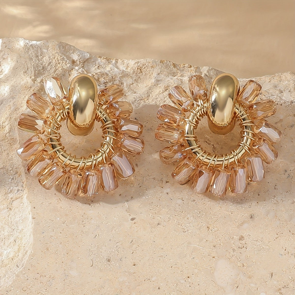 Colorful Glass Bead Sunburst Earrings