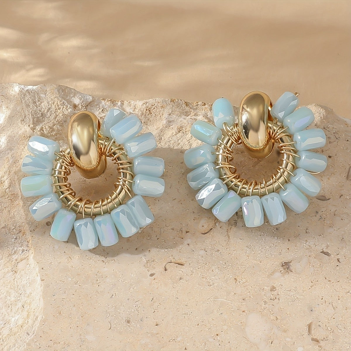 Colorful Glass Bead Sunburst Earrings