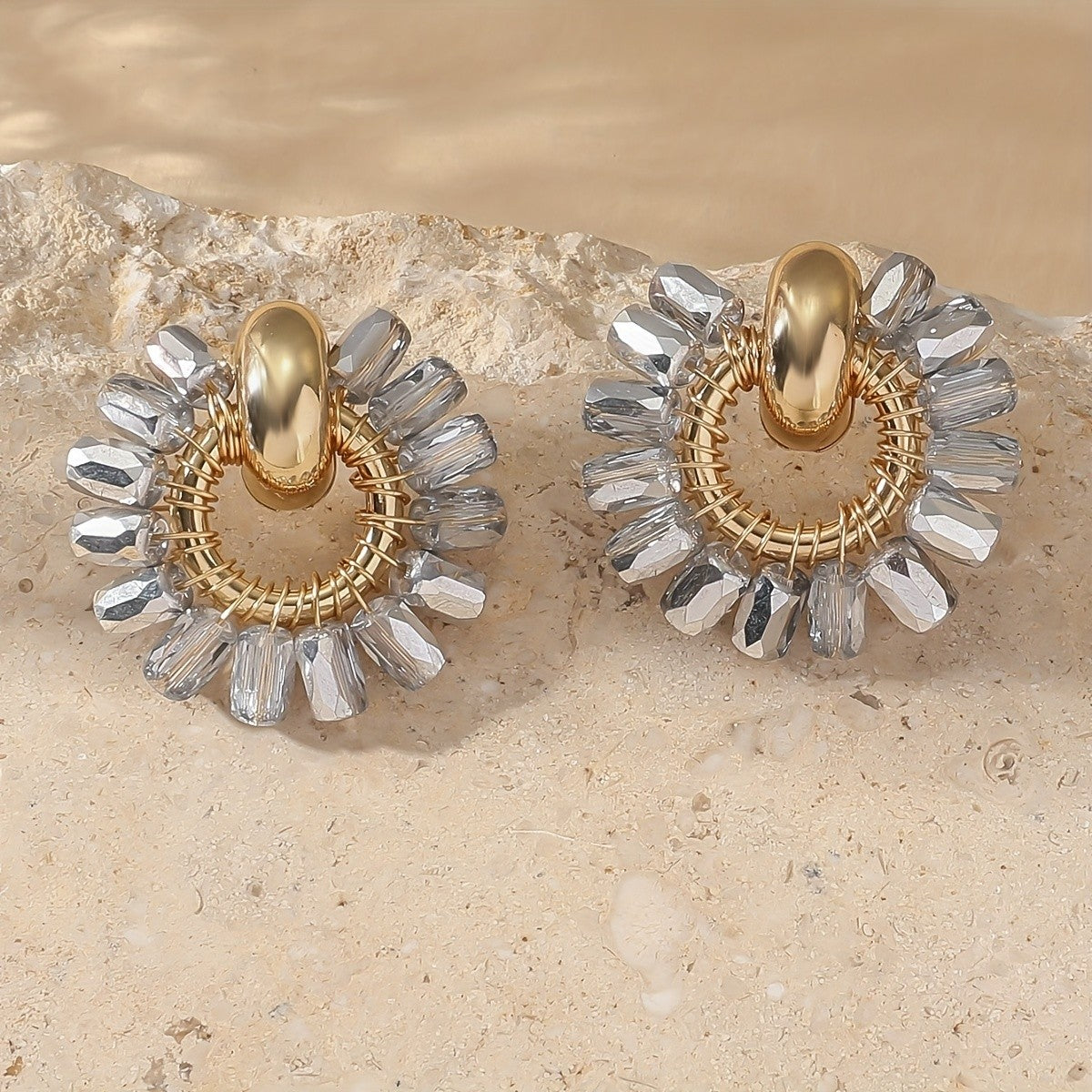 Colorful Glass Bead Sunburst Earrings