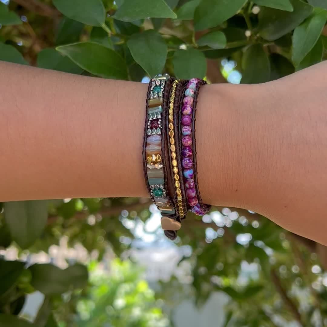 Multicolor Stone & Crystal Wrap Bracelet