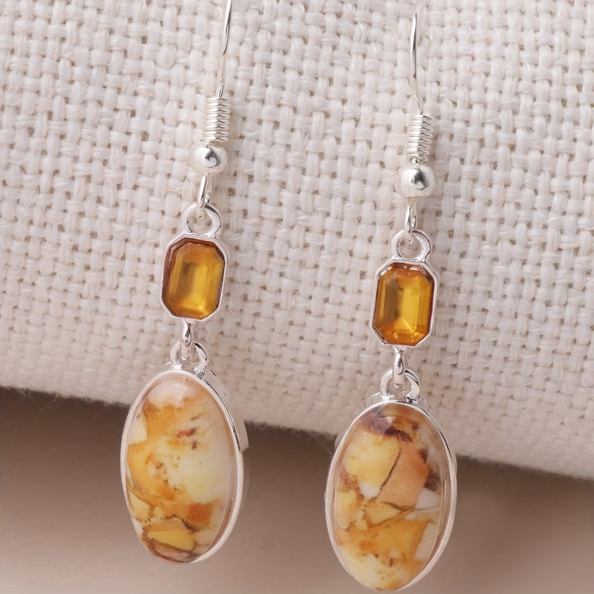 Amber Oval Drop Earrings