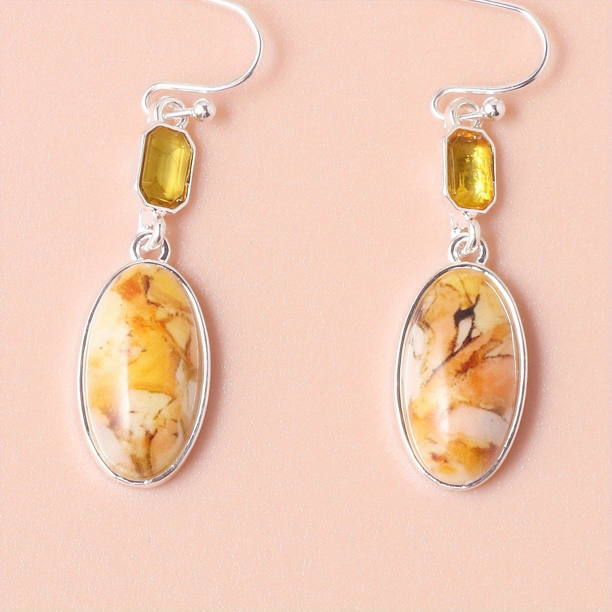 Amber Oval Drop Earrings
