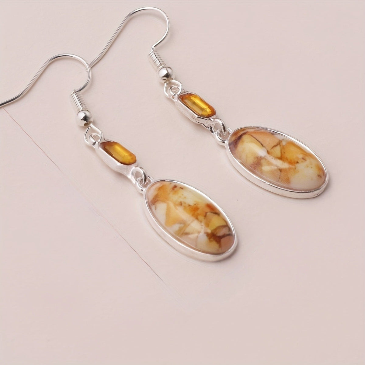 Amber Oval Drop Earrings