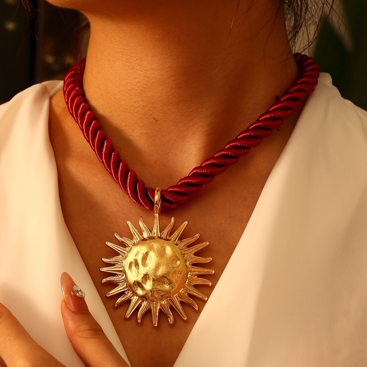Sun Charm Pearl Necklace