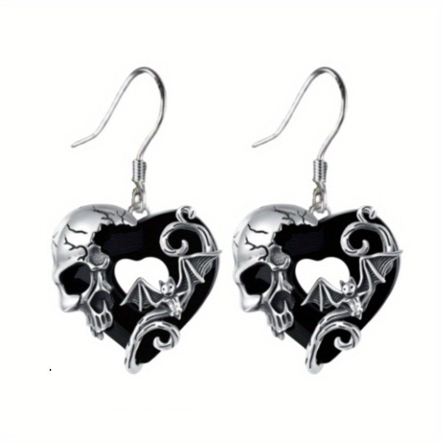 Skull Heart Bat Earrings