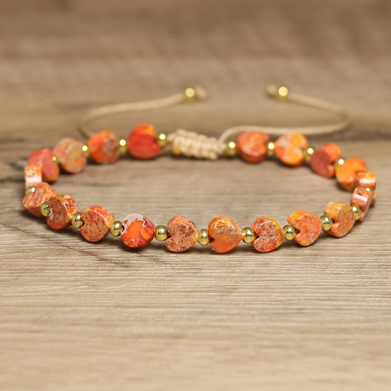 Colorful Stone Heart Rope Bracelet