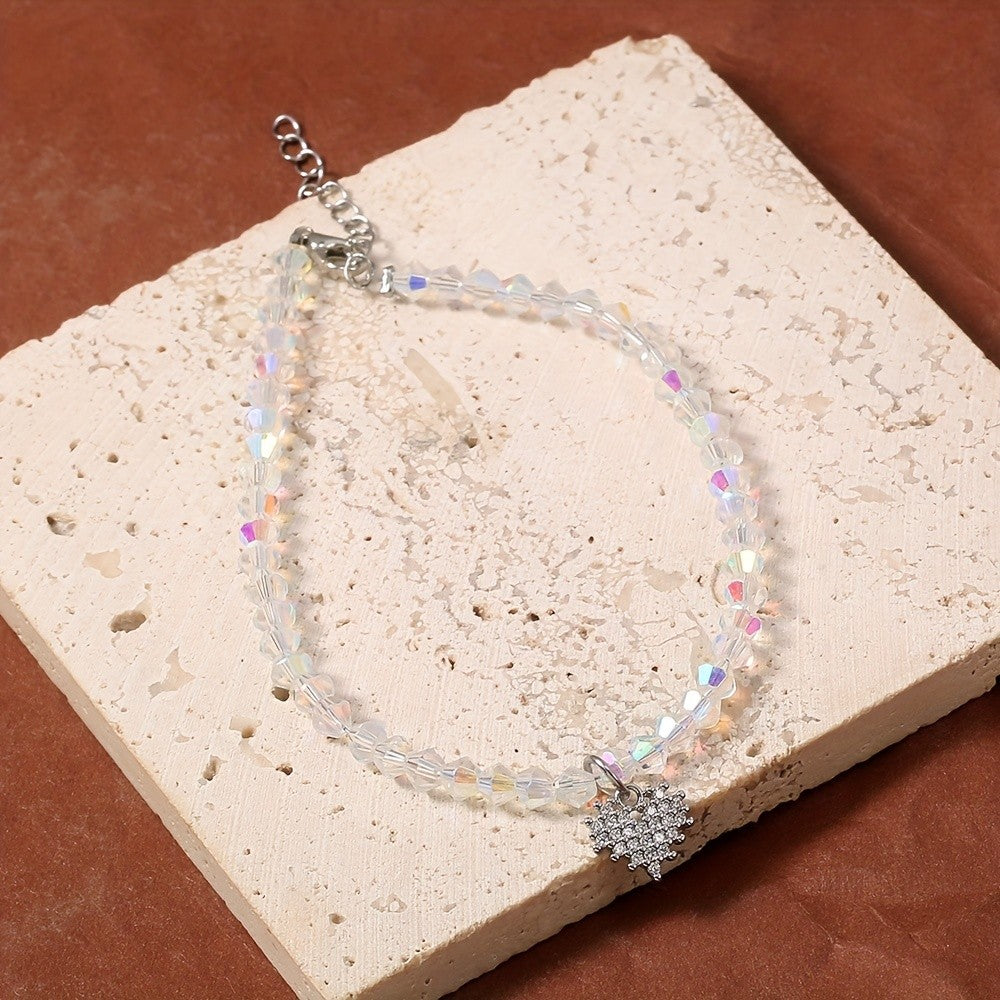 Crystal Heart Beaded Anklet