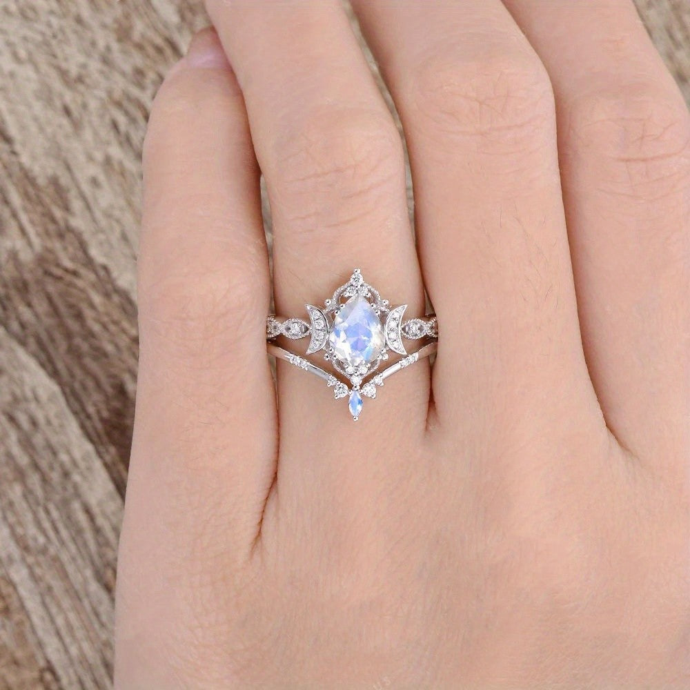 Moonstone Crescent Ring
