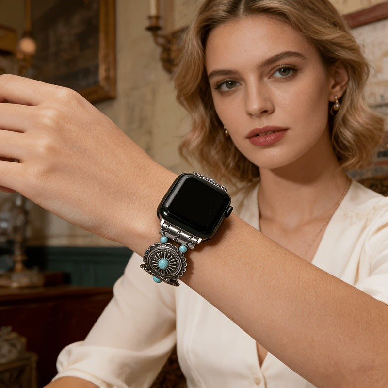 Turquoise Floral Watch Strap