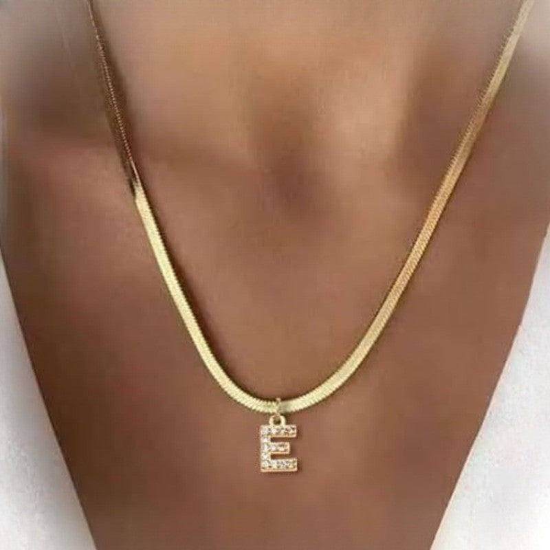 Crystal Initial Snake Chain Necklace