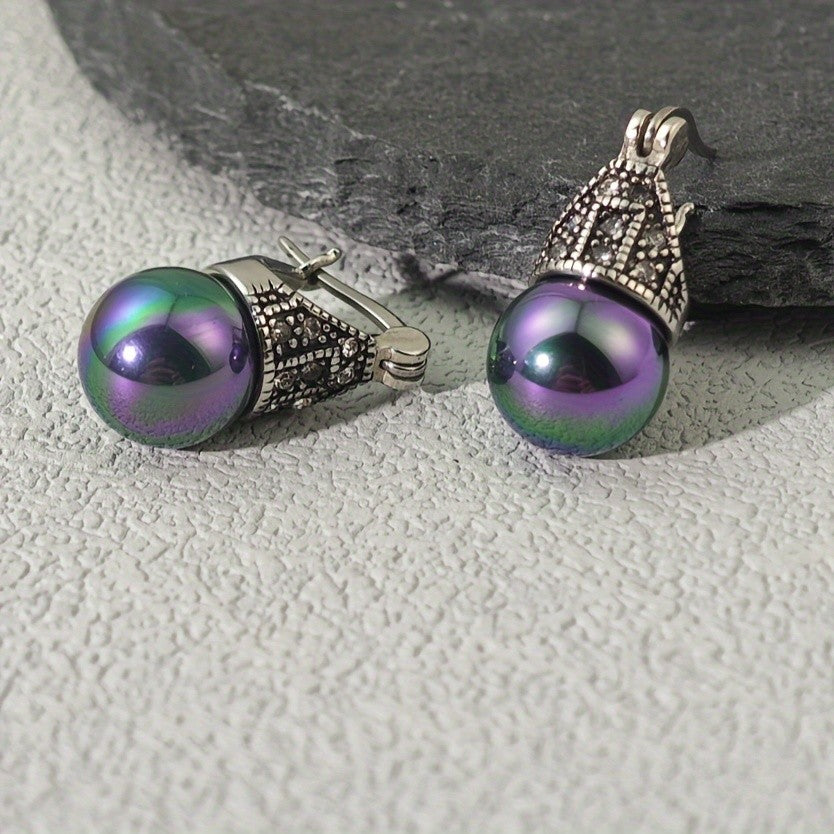 Iridescent Dome Drop Earrings