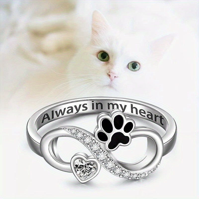 Paw Print Infinity Ring