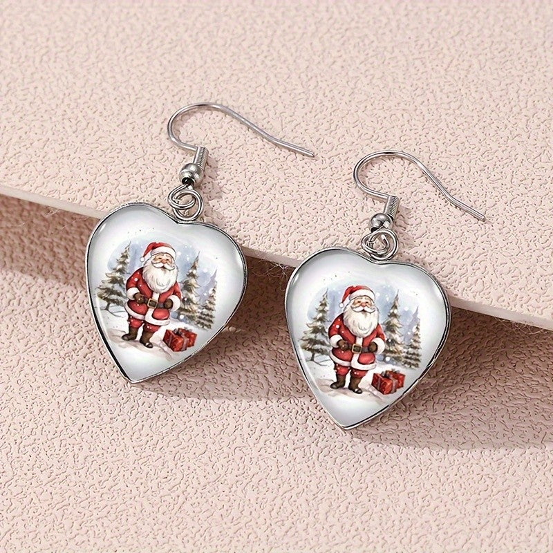 Santa Heart Drop Earrings