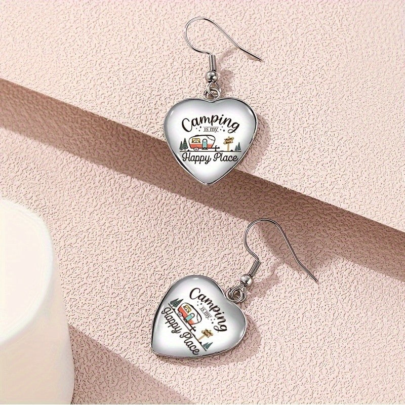 Camping Heart Dangle Earrings