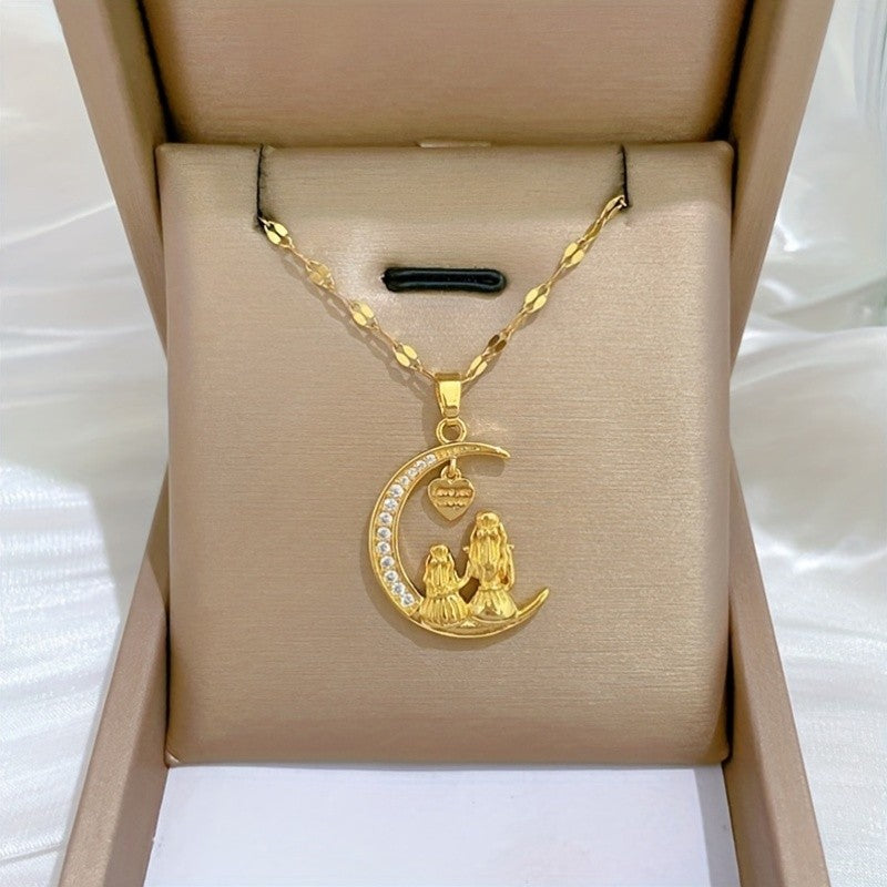 Moon Mother Daughter Pendant Necklace