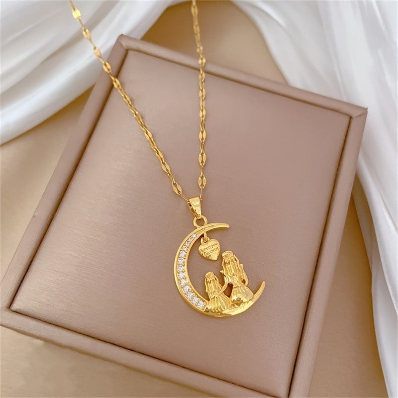 Moon Mother Daughter Pendant Necklace