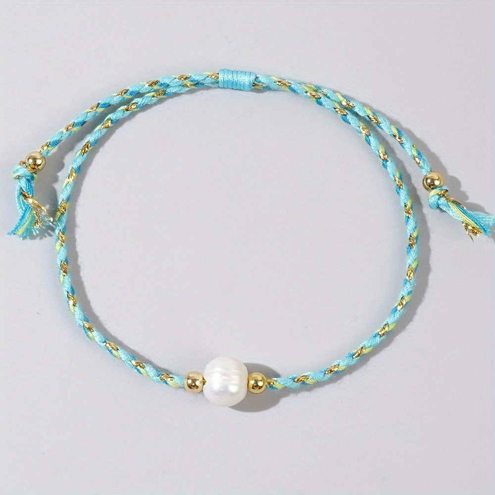 Multicolor Braided Pearl Bracelet