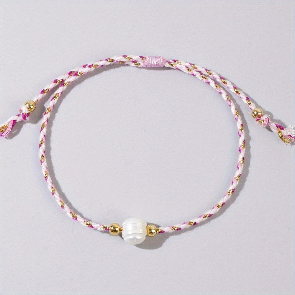 Multicolor Braided Pearl Bracelet