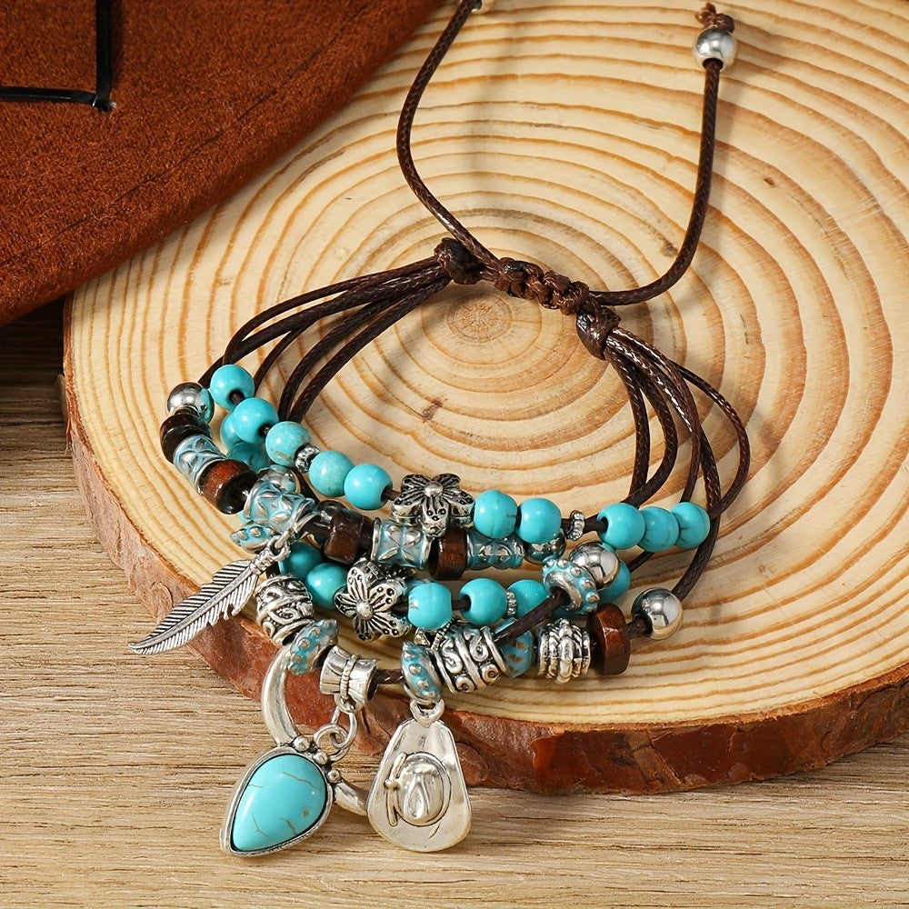 Turquoise Feather Charm Bracelet