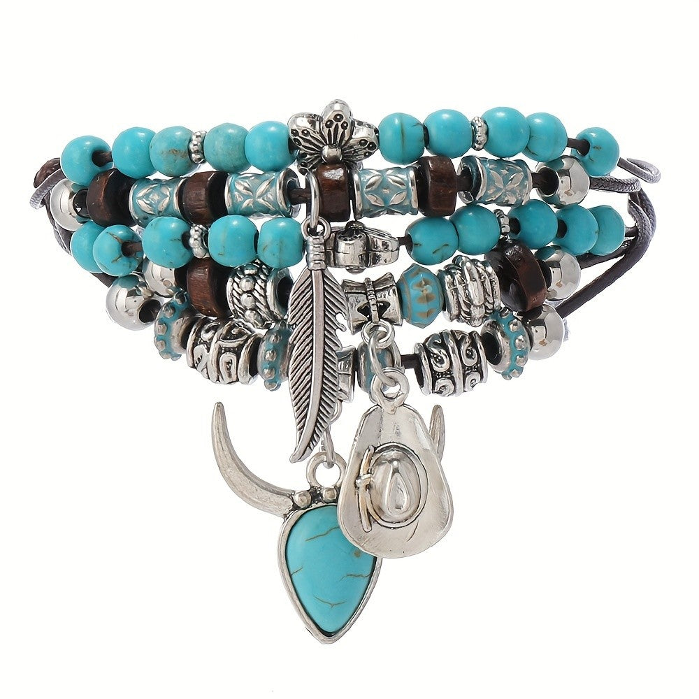 Turquoise Feather Charm Bracelet