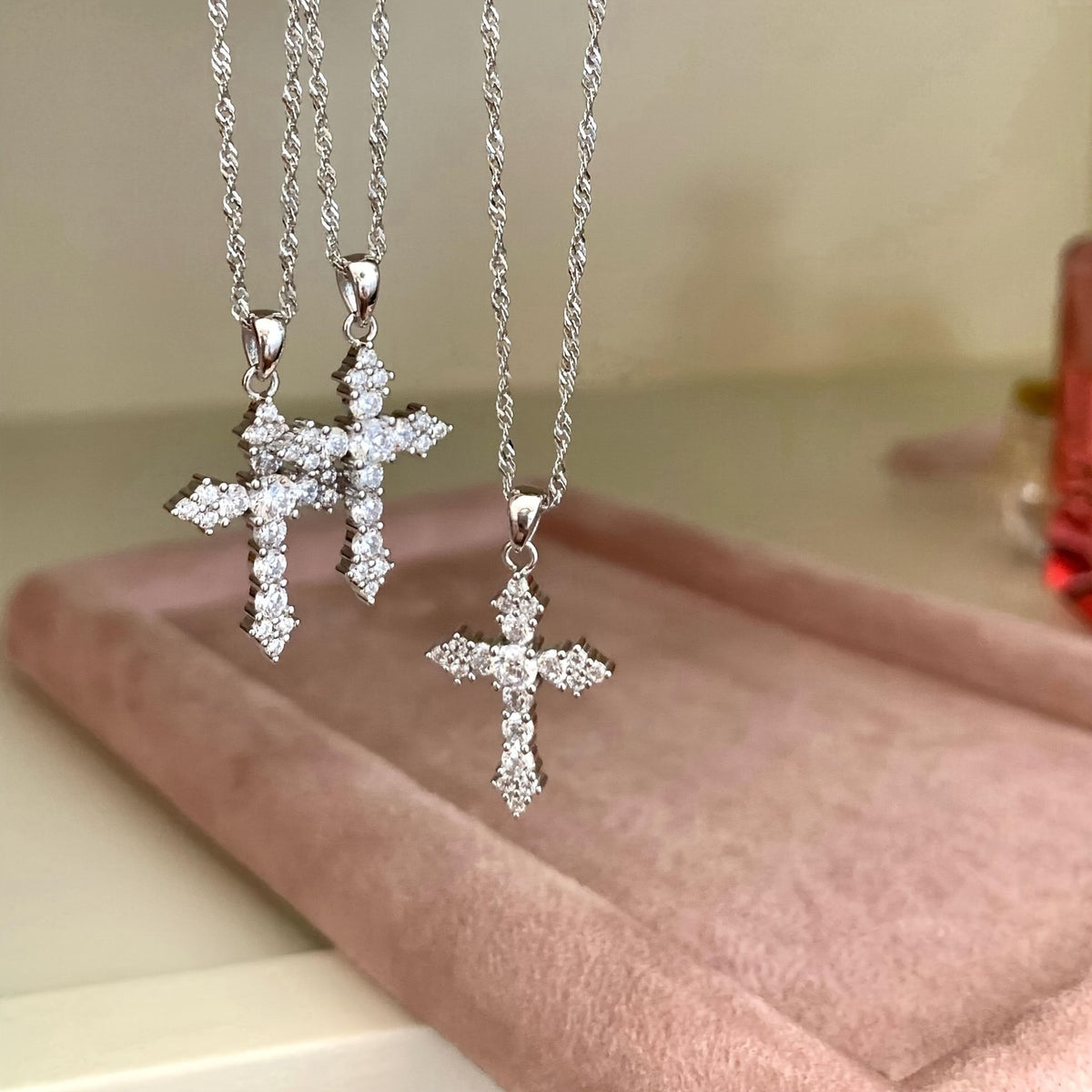 Crystal Pave Cross Necklace