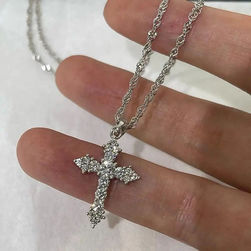 Crystal Pave Cross Necklace