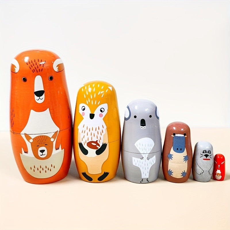 Orange Woodland Animal Nesting Doll Set
