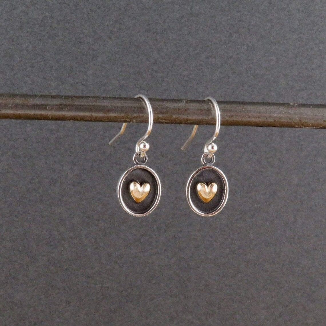 Black Oval Heart Drop Earrings