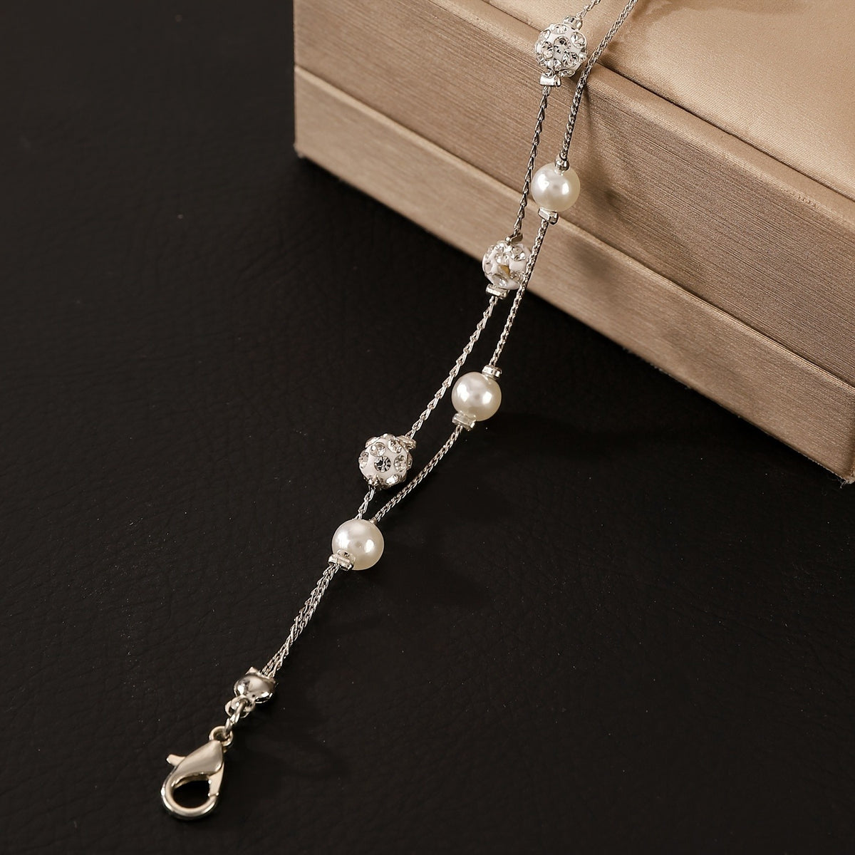 Pearl & Crystal Double Layer Bracelet