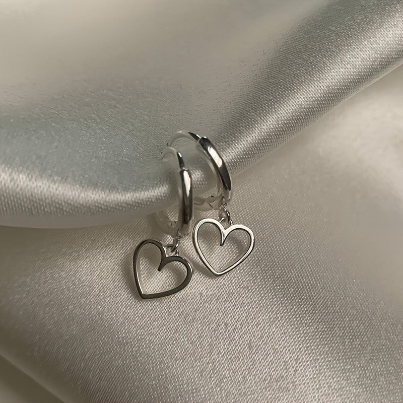 Open Heart Hoop Dangle Earrings