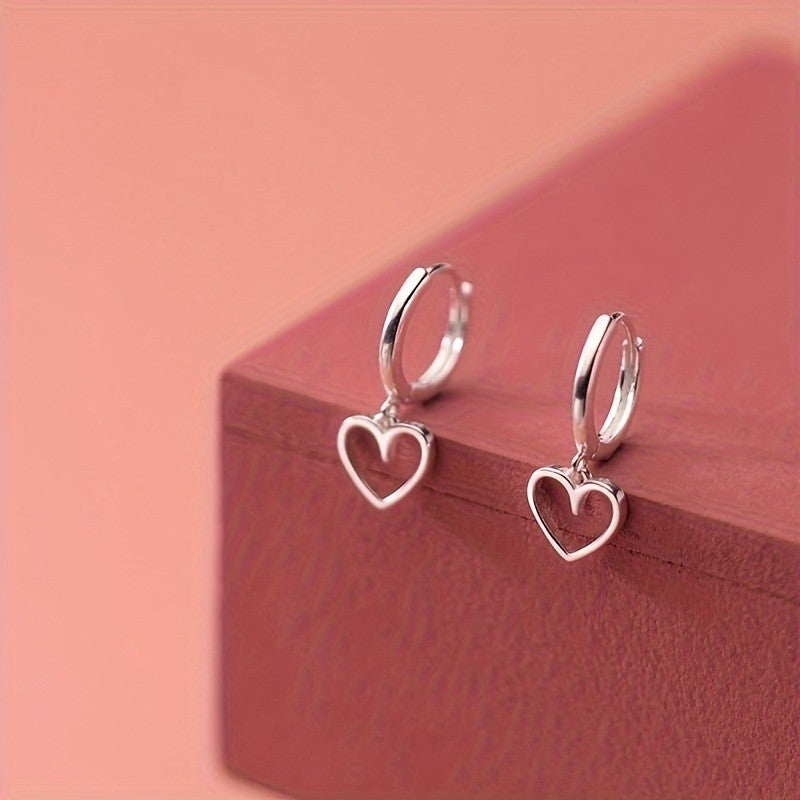 Open Heart Hoop Dangle Earrings