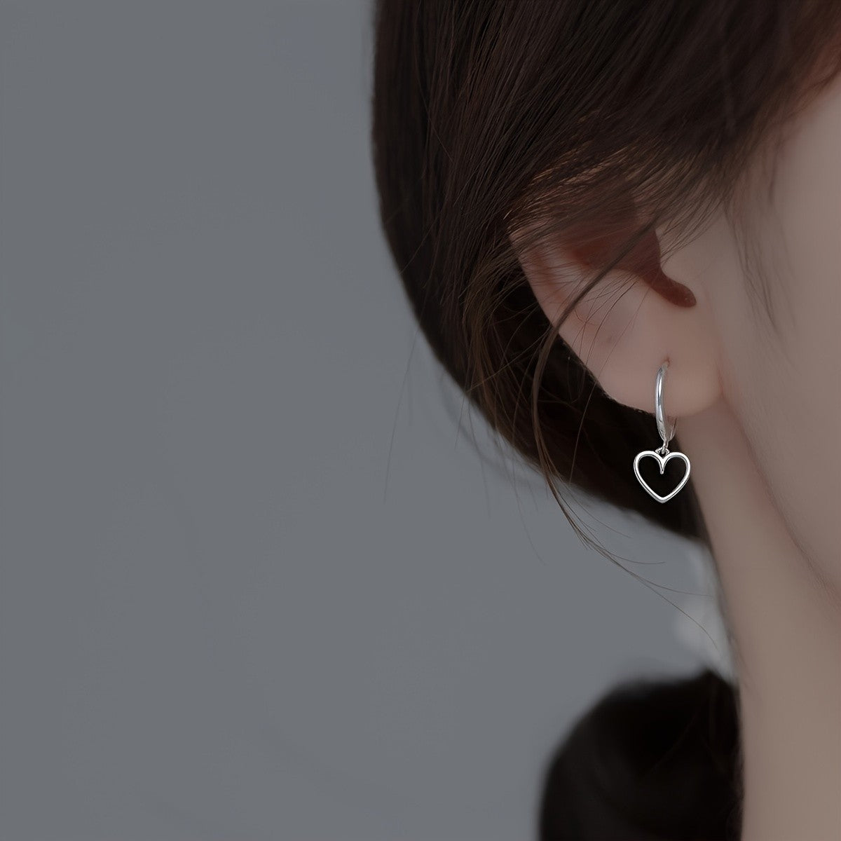 Open Heart Hoop Dangle Earrings