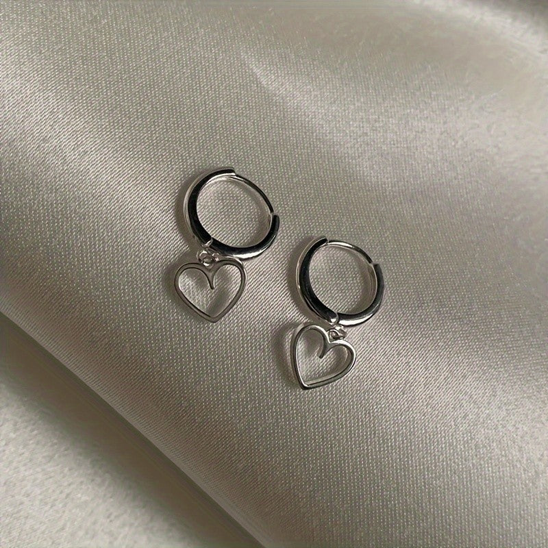 Open Heart Hoop Dangle Earrings