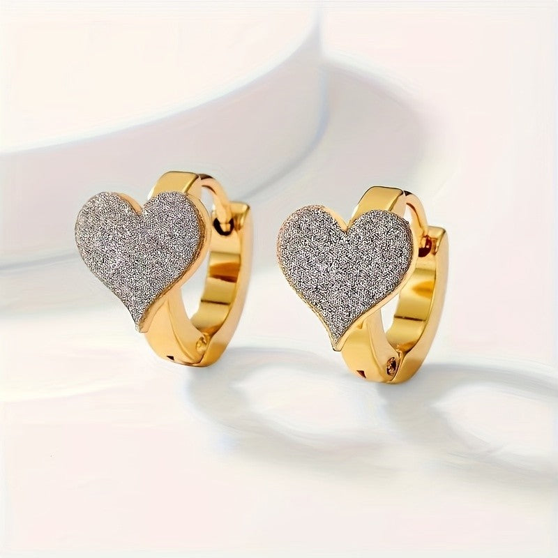 Paved Heart Hoop Earrings