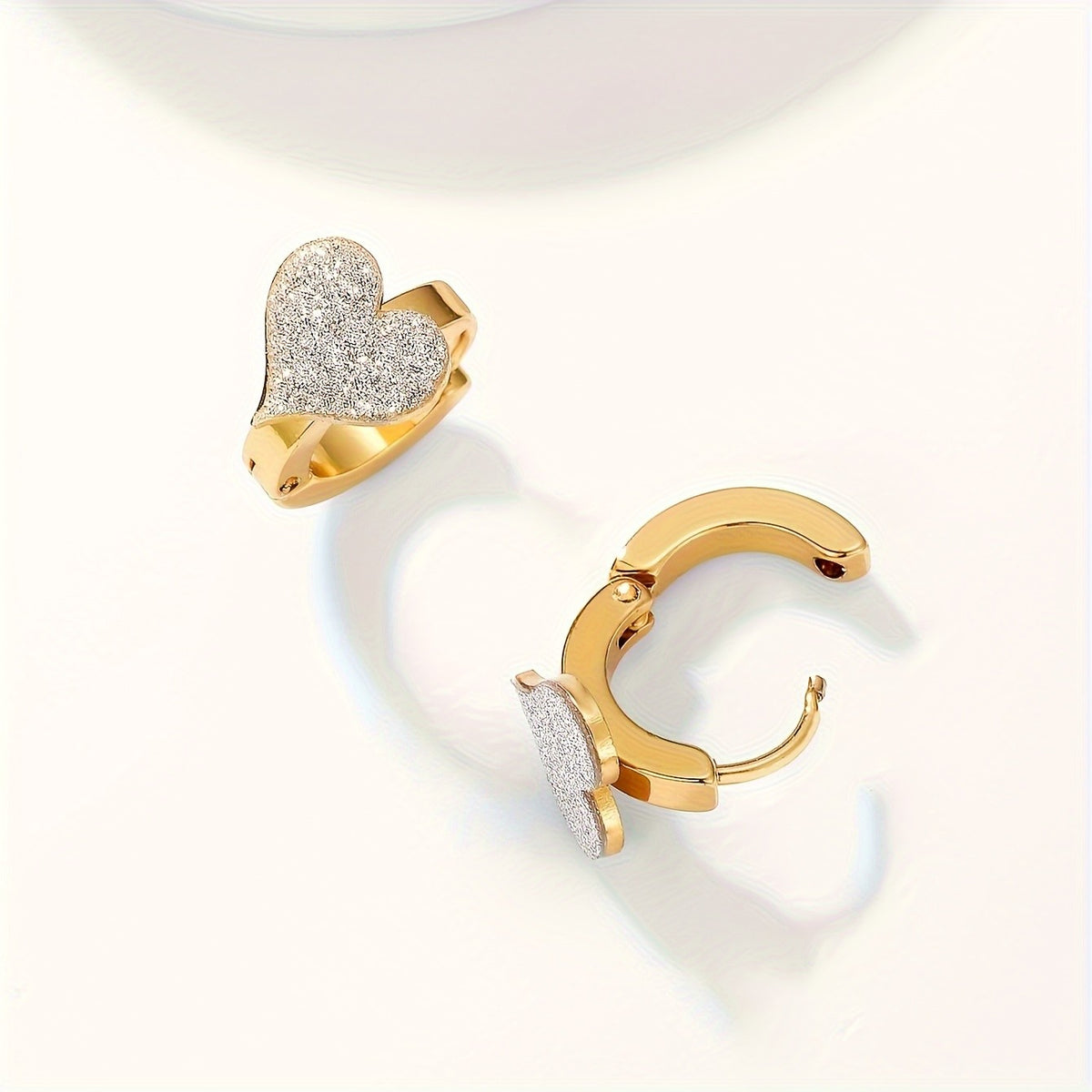 Paved Heart Hoop Earrings