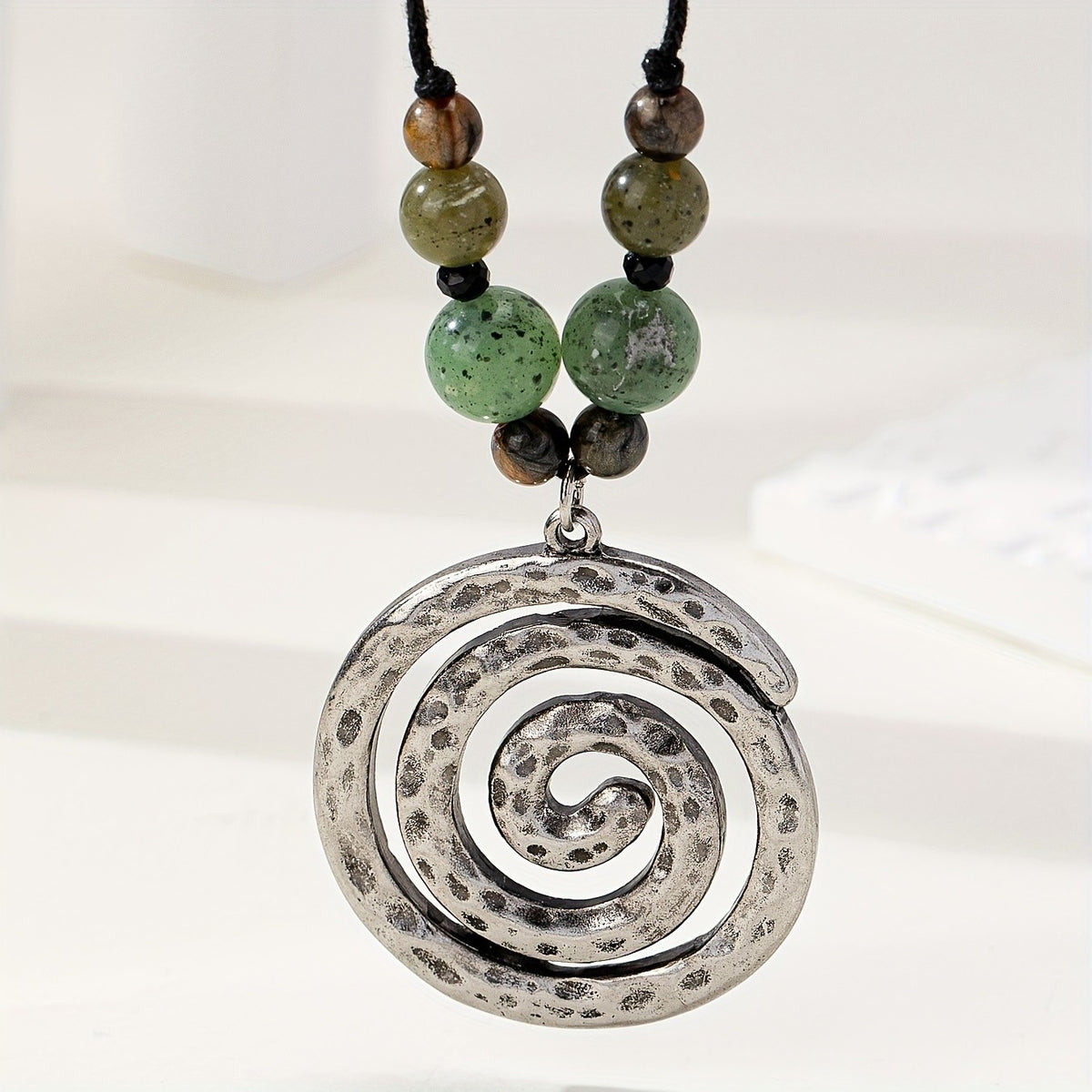 Textured Spiral Bead Necklace