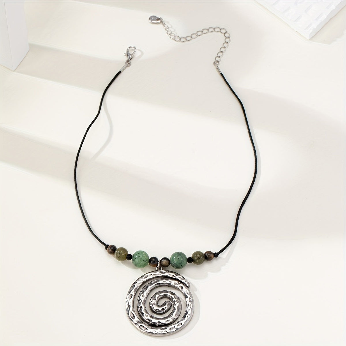Textured Spiral Bead Necklace