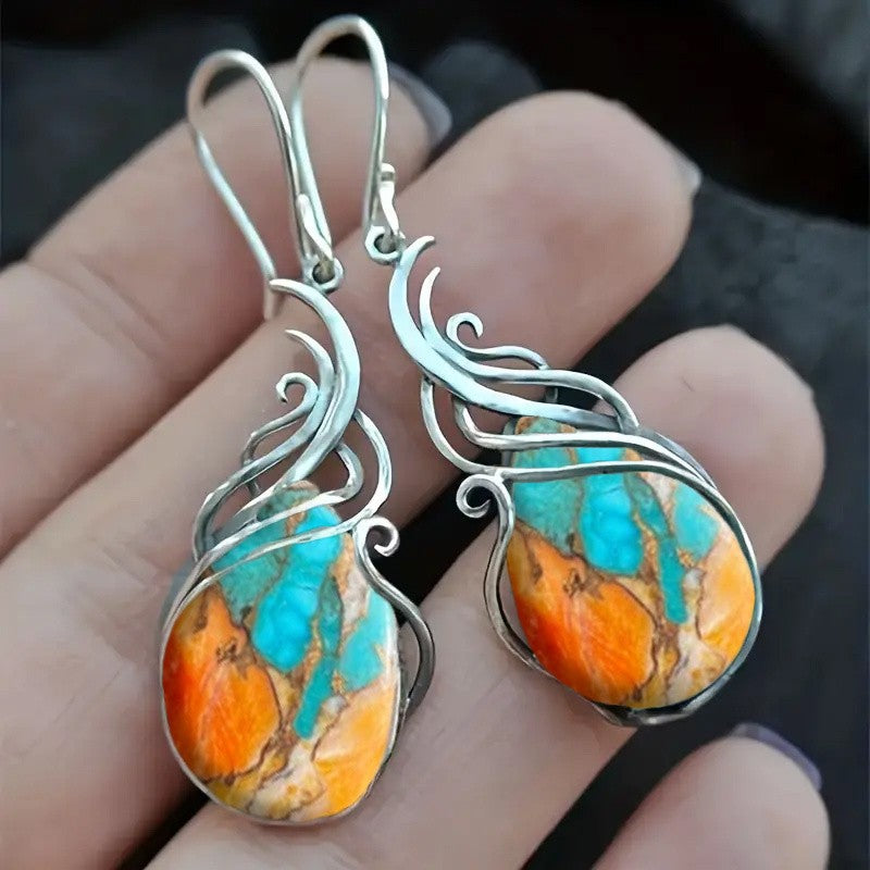 Turquoise Mosaic Swirl Earrings