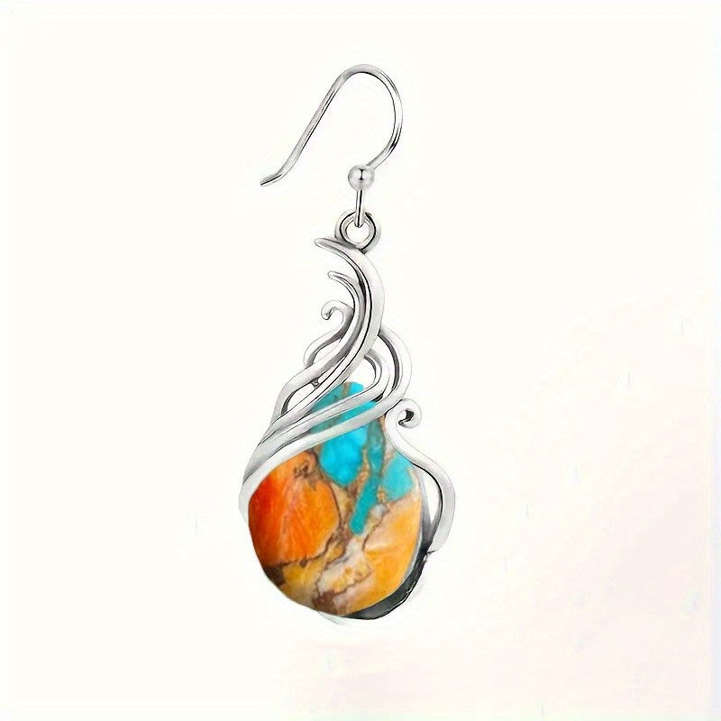 Turquoise Mosaic Swirl Earrings