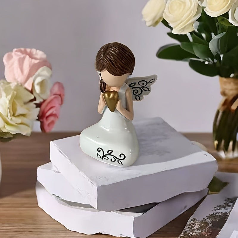 Angel with Cross Resin Figurine