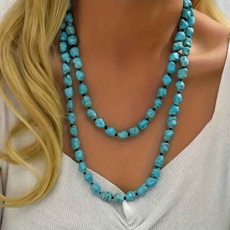 Natural Turquoise Double Layer Necklace