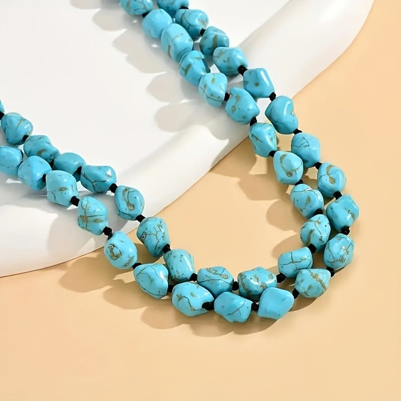 Natural Turquoise Double Layer Necklace